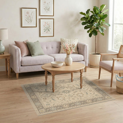 Vintage Beige Floral Area Rug