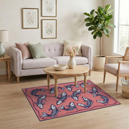 Koi Fish Pink Area Rug