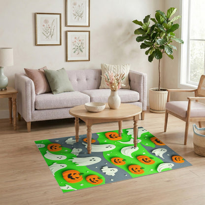 Multi-color and Patterns Halloween Ghosts and Pumpkins Kids Area Rug