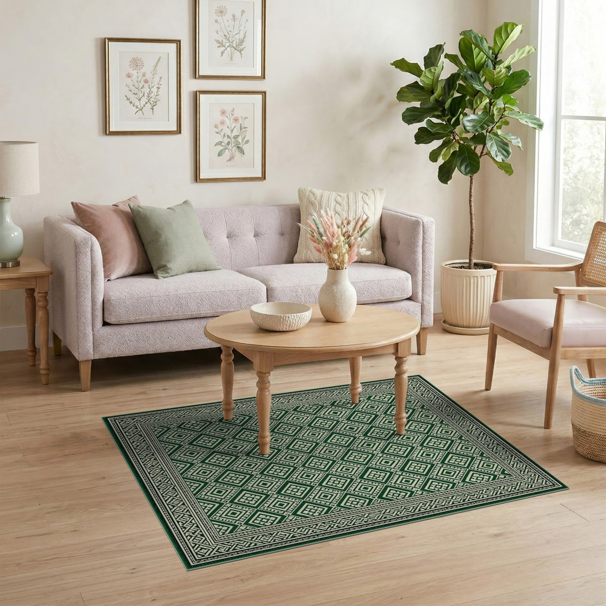 Diamond Geometric Modern Green Geometric Diamond Area Rug