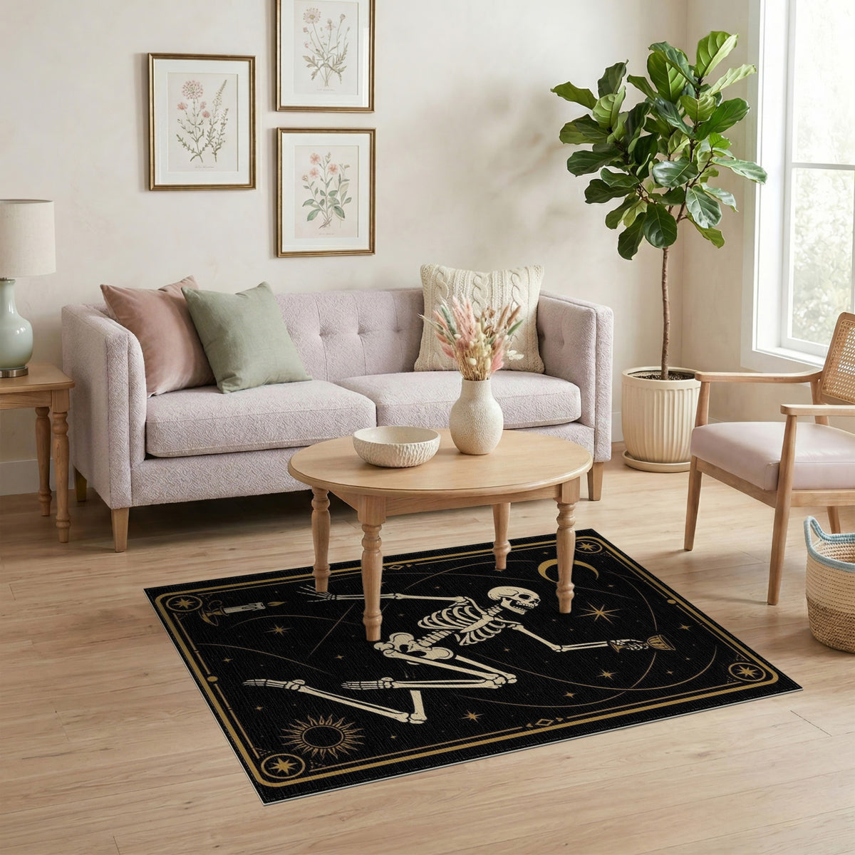 Celestial Skeleton Tarot Area Rug