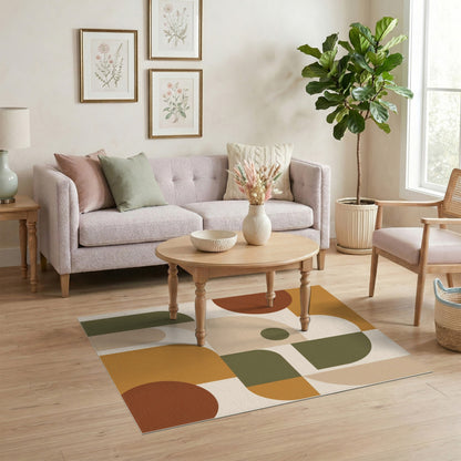 Modern Geometric Brown Tan No. 3 Area Rug
