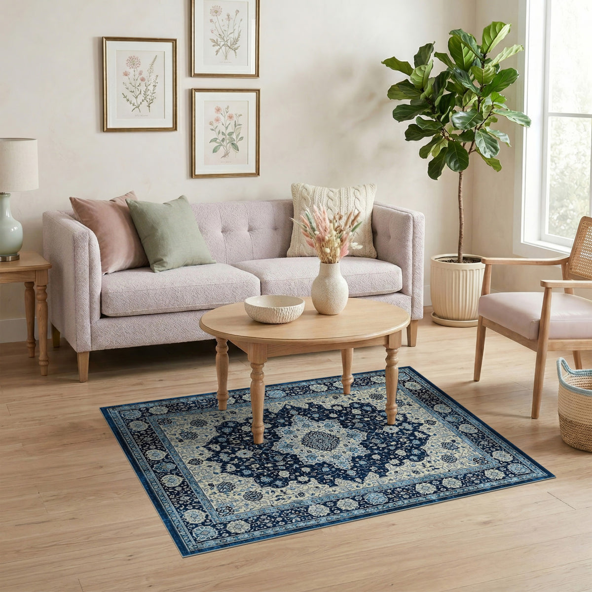 Blue Persian Medallion Area Rug