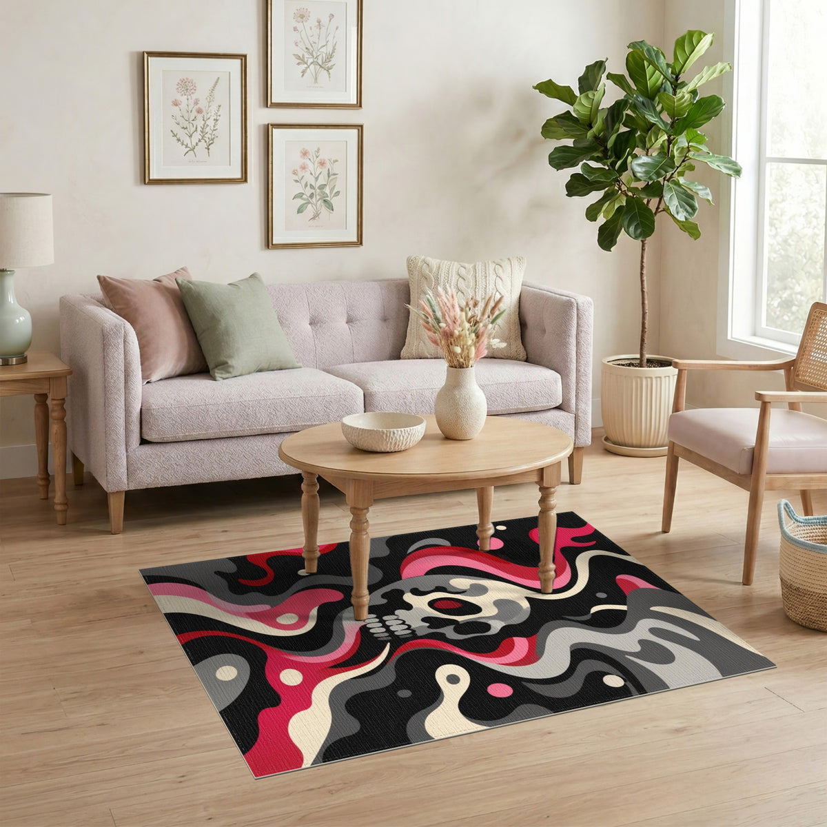 Skull Smoke Swirl Area Rug