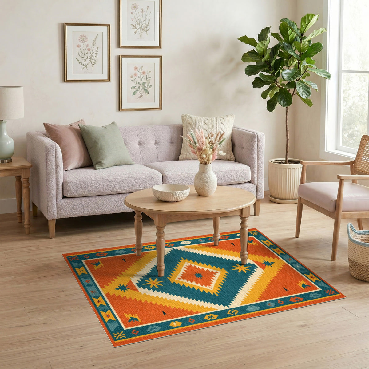 Southwestern Orange Geometric No. 10 Area Rug