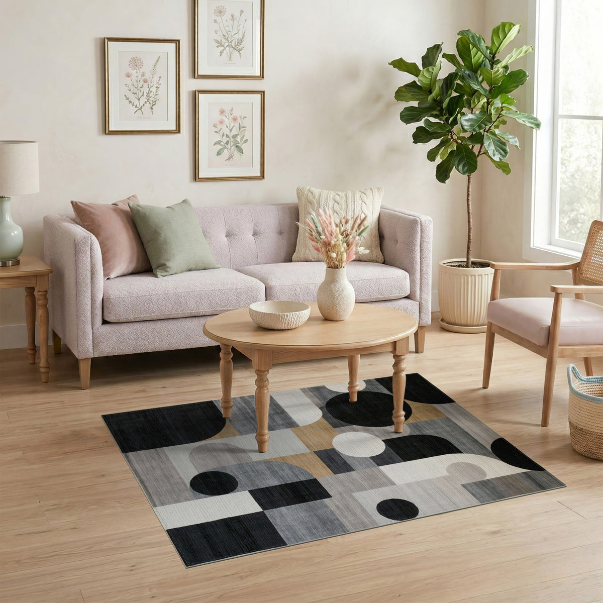 Black White Geometric Modern No. 40 Area Rug