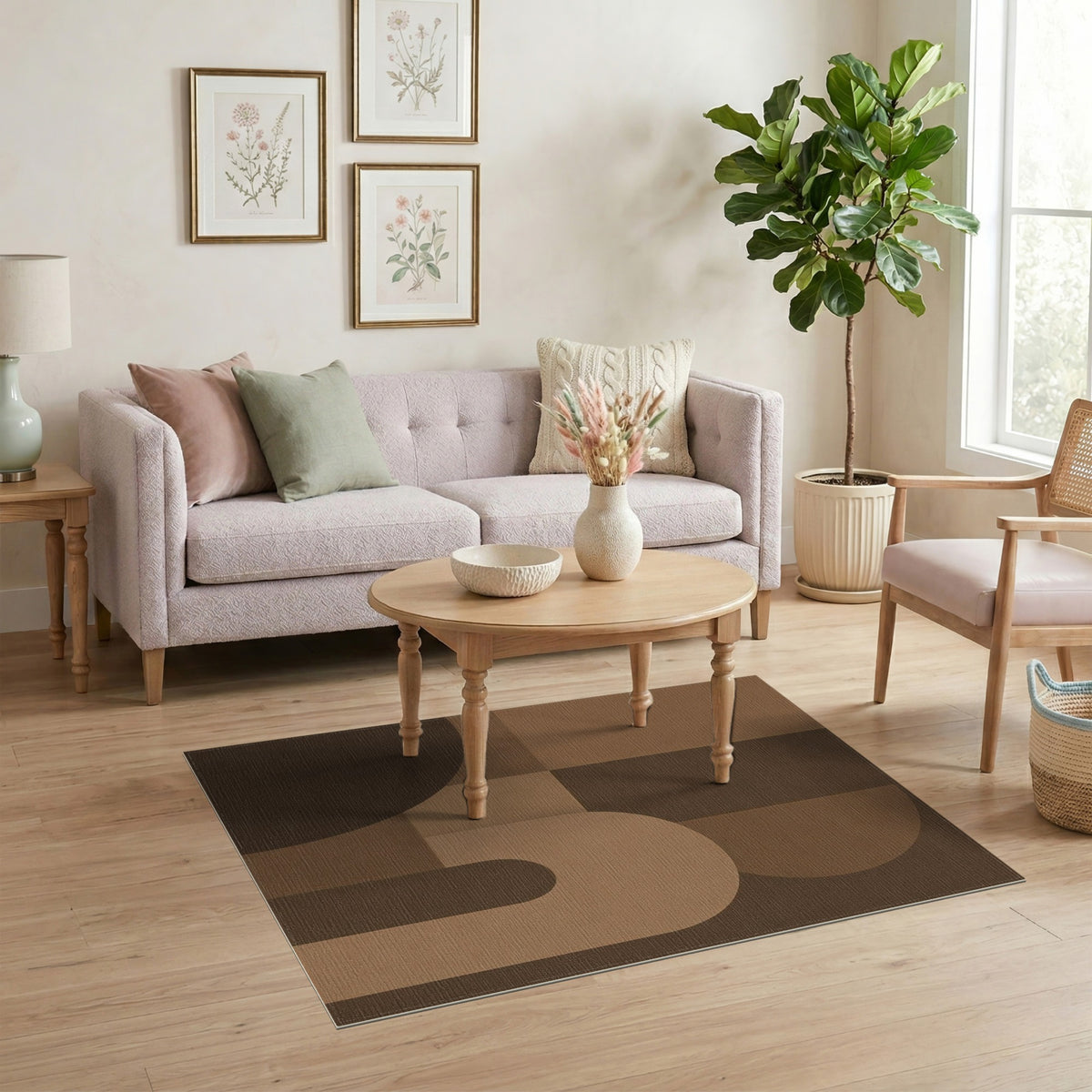 Modern Brown Geometric Arch Area Rug