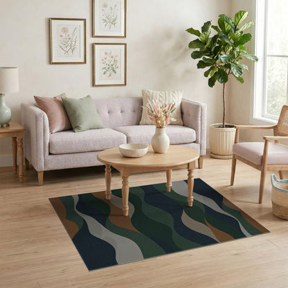 Abstract Wave Multi-Color and Patterns Area Rug