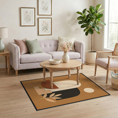 Geometric Modern Brown and Tan Abstract Geometric Brown Area Rug