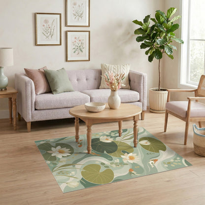 Lotus Koi Pond Washable Area Rug