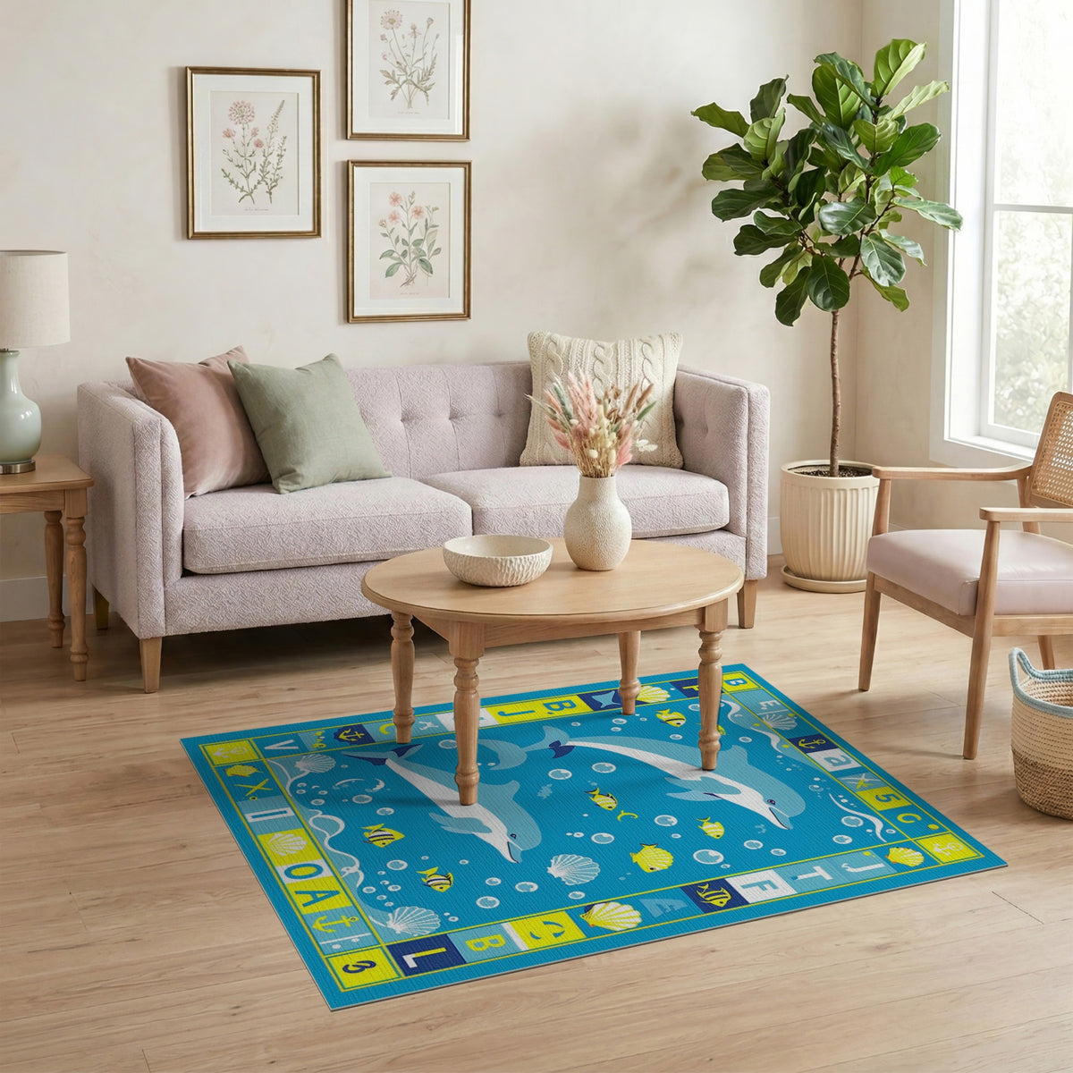 Blue Dolphin Kids Washable Area Rug