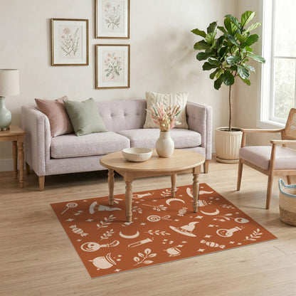 Orange Witch Hat Halloween Area Rug