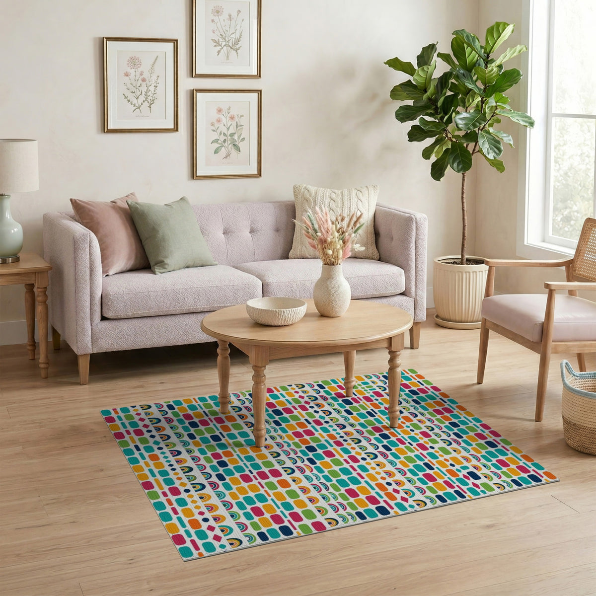 Vibrant Multi-Color Geometric Area Rug