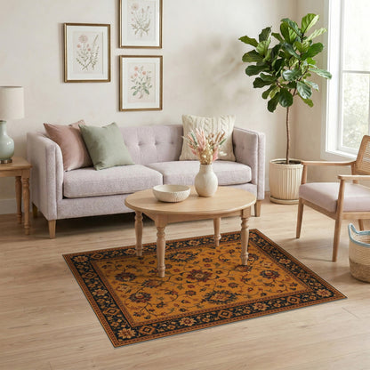 Yellow Persian Floral Area Rug