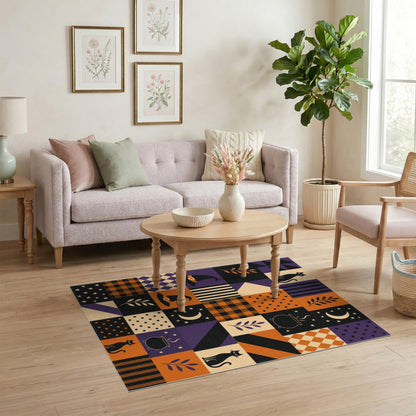 Halloween Cat Patchwork Area Rug