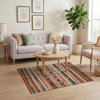 Southwestern Orange Geometric Area Rug