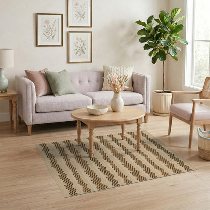 Brown Geometric Wave Area Rug