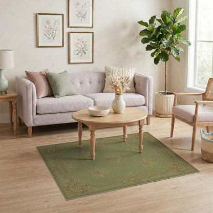 Sage Green Floral Vintage Area Rug