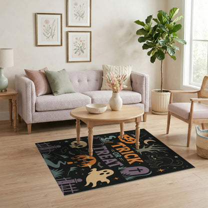 Multi-color and Patterns Trick or Treat Halloween Area Rug