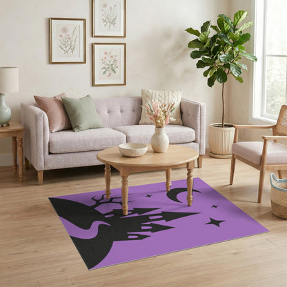 Purple Spooky Castle Silhouette Rug