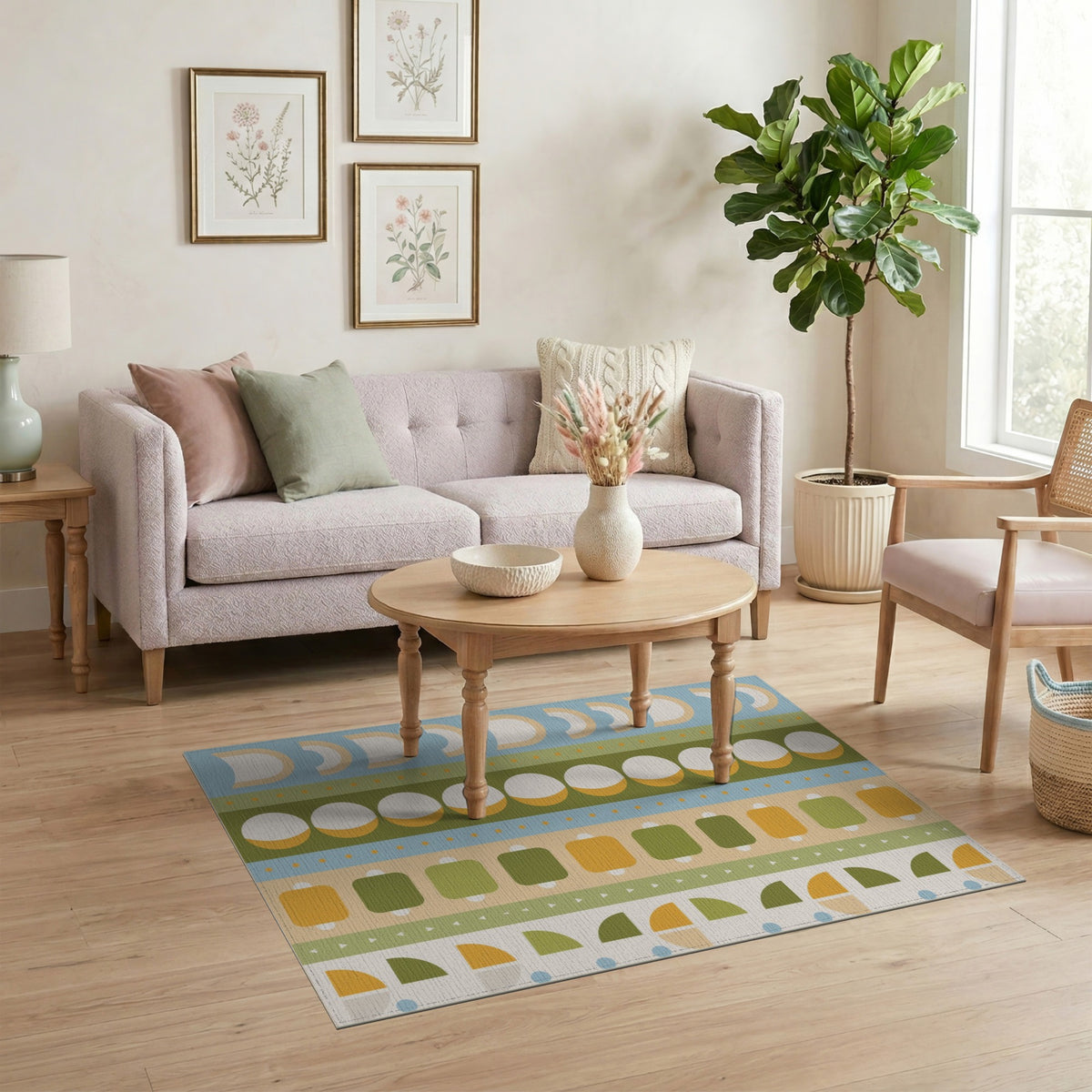 Multi-color and Patterns Vibrant Geometric Striped Multi-Color Area Rug