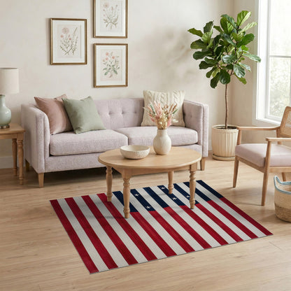 Multi-color and Patterns American Flag Washable Area Rug