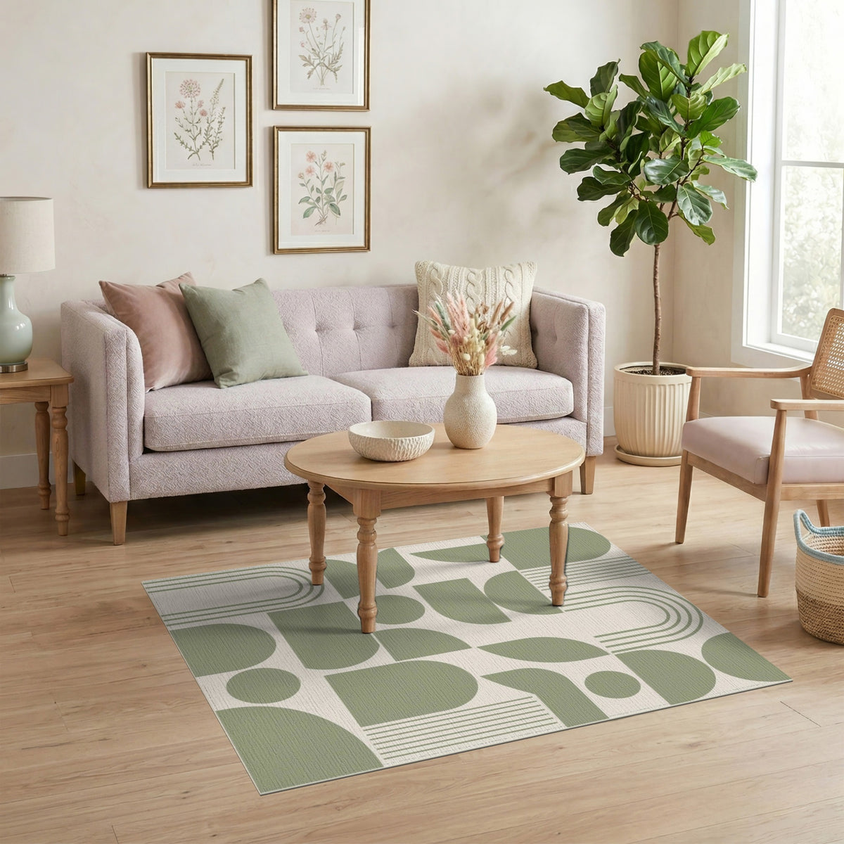 Green Geometric Arch Area Rug