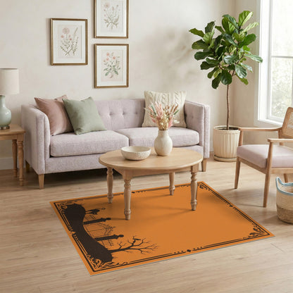 Orange Distressed Vintage Silhouette Area Rug