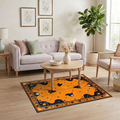 Orange Halloween Ghost Area Rug