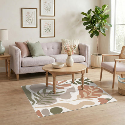 Earthy Abstract Botanical Area Rug