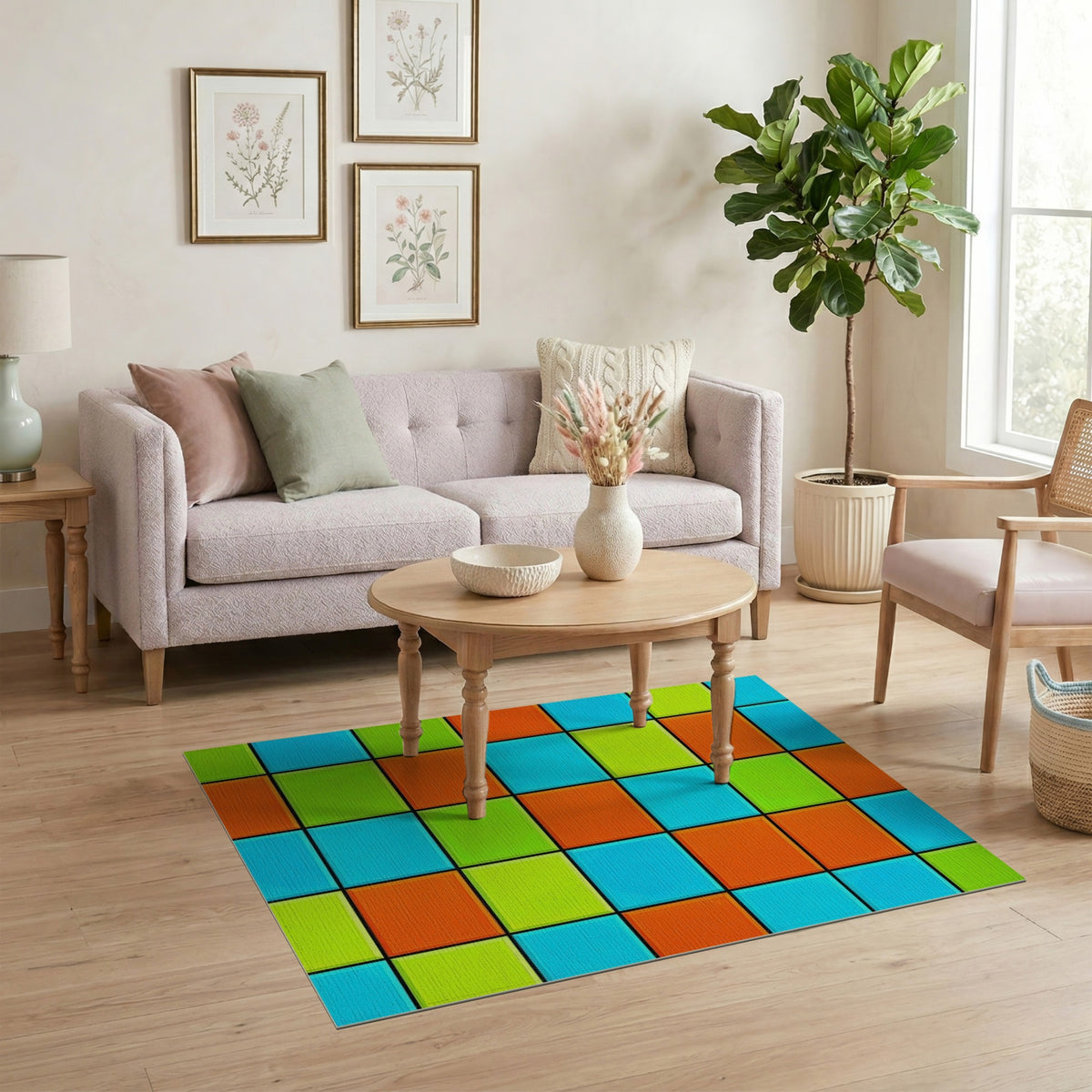 Multi-color and Patterns Vibrant Color Block Geometric Area Rug
