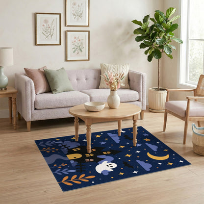 Spooky Ghost Haunted House Kids Cartoon Area Rug
