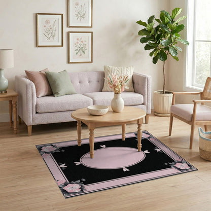 Pink Floral Vintage Oval Area Rug