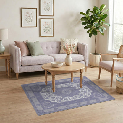 Purple Persian Medallion Floral Area Rug