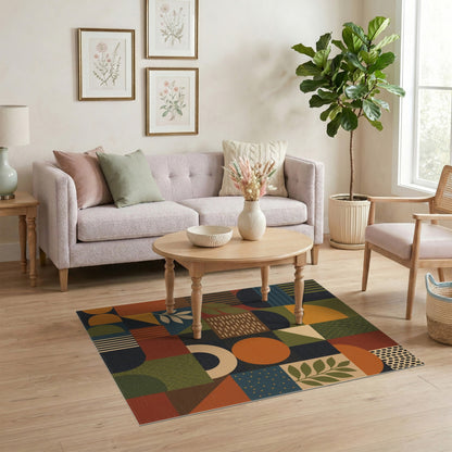 Vibrant Multi-Color Geometric Area Rug
