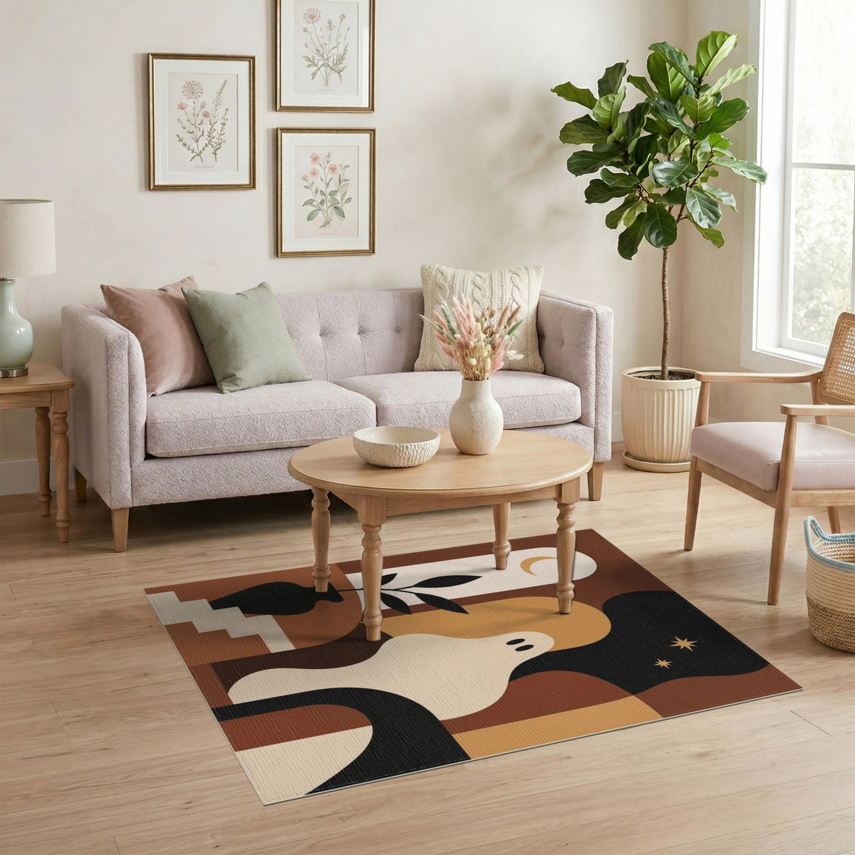 Brown Abstract Ghost Area Rug
