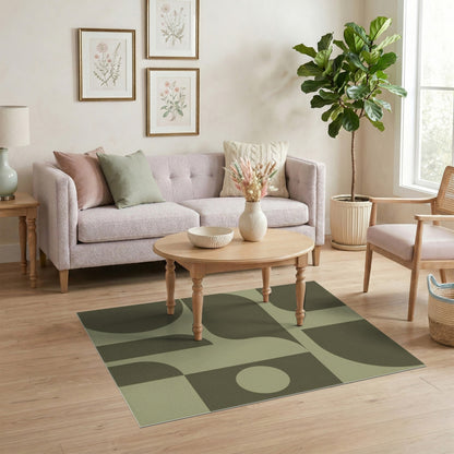 Olive Green Olive Green Geometric Area Rug