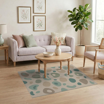 Abstract Neutral Pebble Area Rug