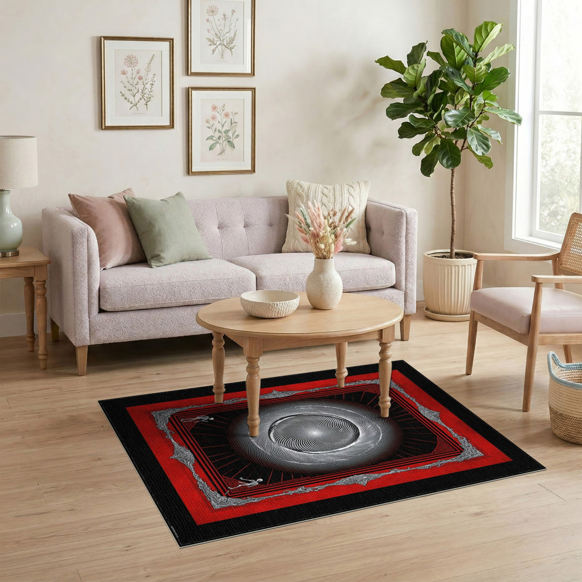 Red Vortex Skeleton Area Rug