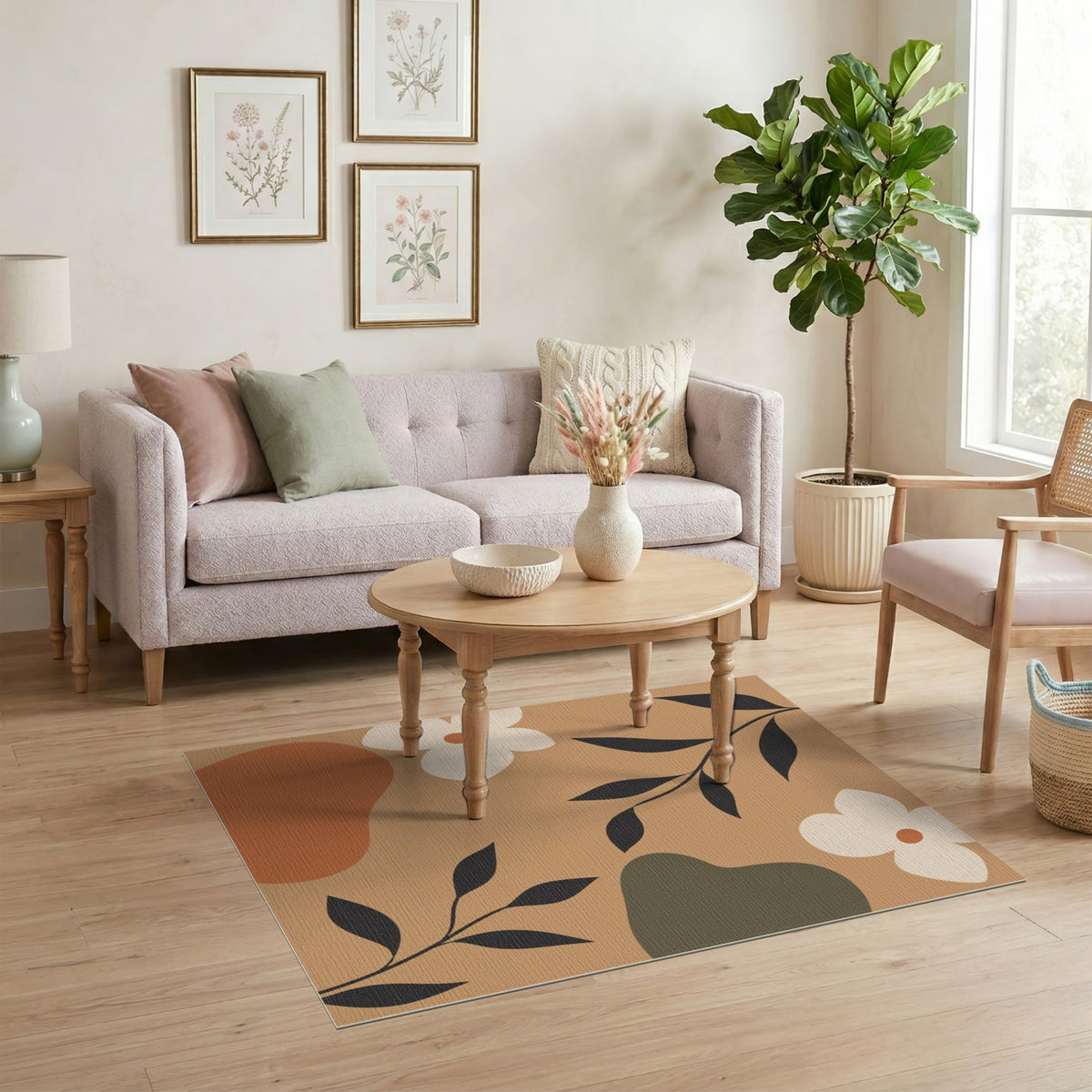 Brown Floral Vintage Area Rug