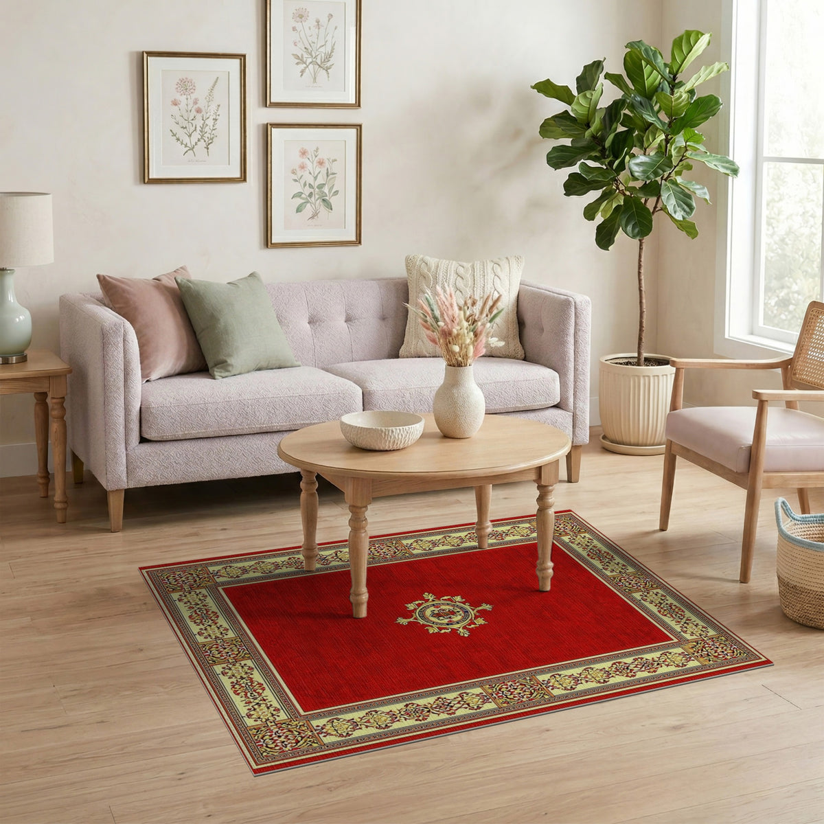 Red Crest Medallion Traditional Persian Rug
