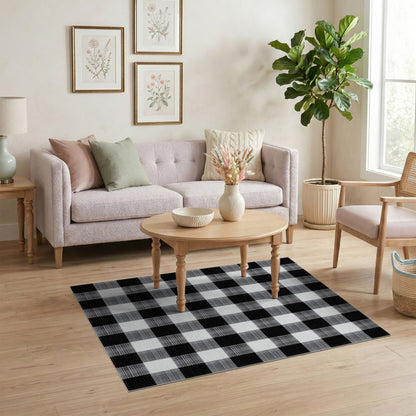 Black and White Black and White Checkered Geometric Area Rug