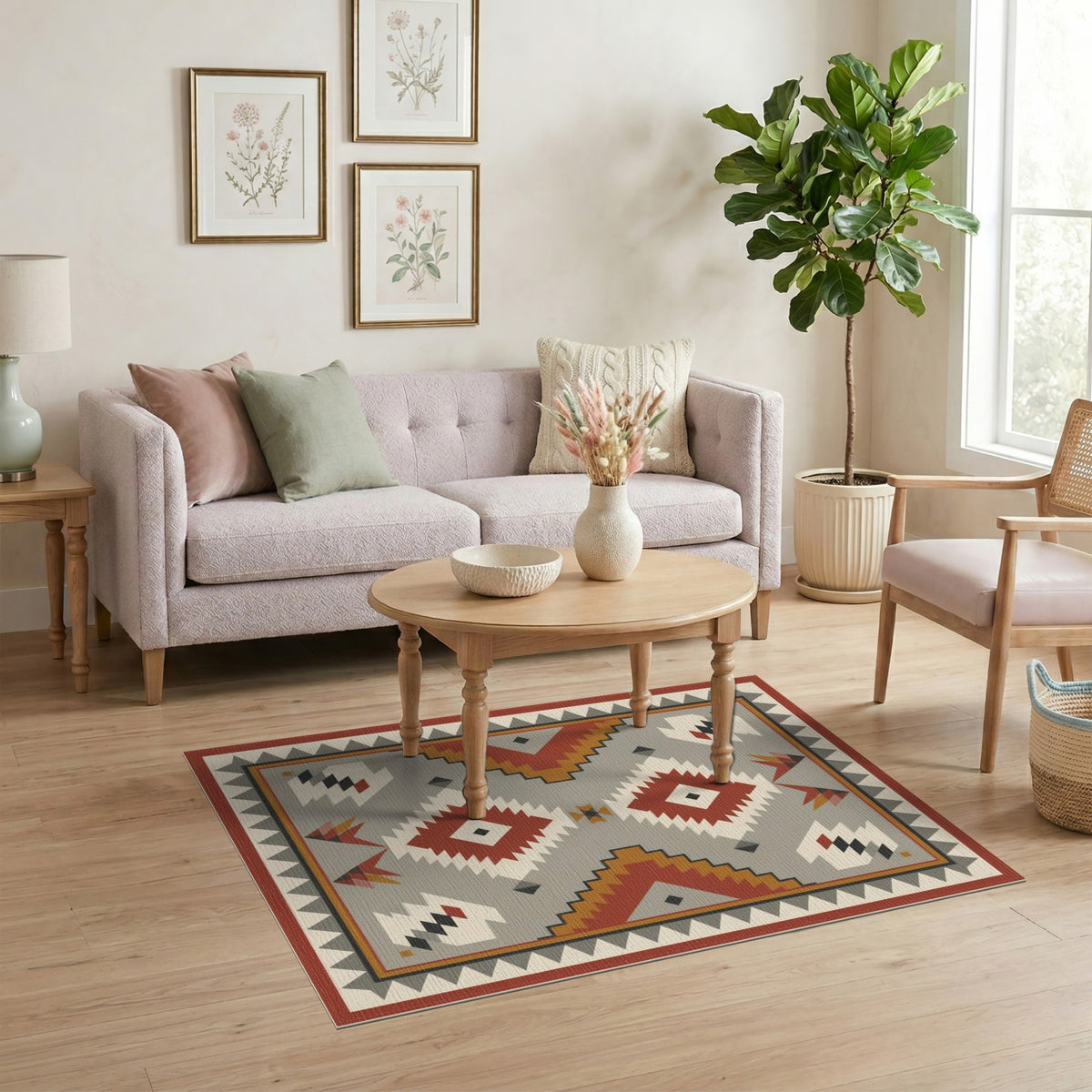 Southwestern Geometric Red Area Rug