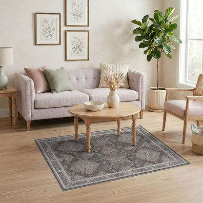 Grey Distressed Vintage Medallion Distressed Vintage Area Rug