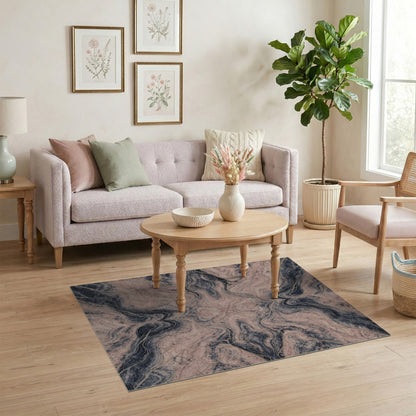 Blush Pink Abstract Marble Rug