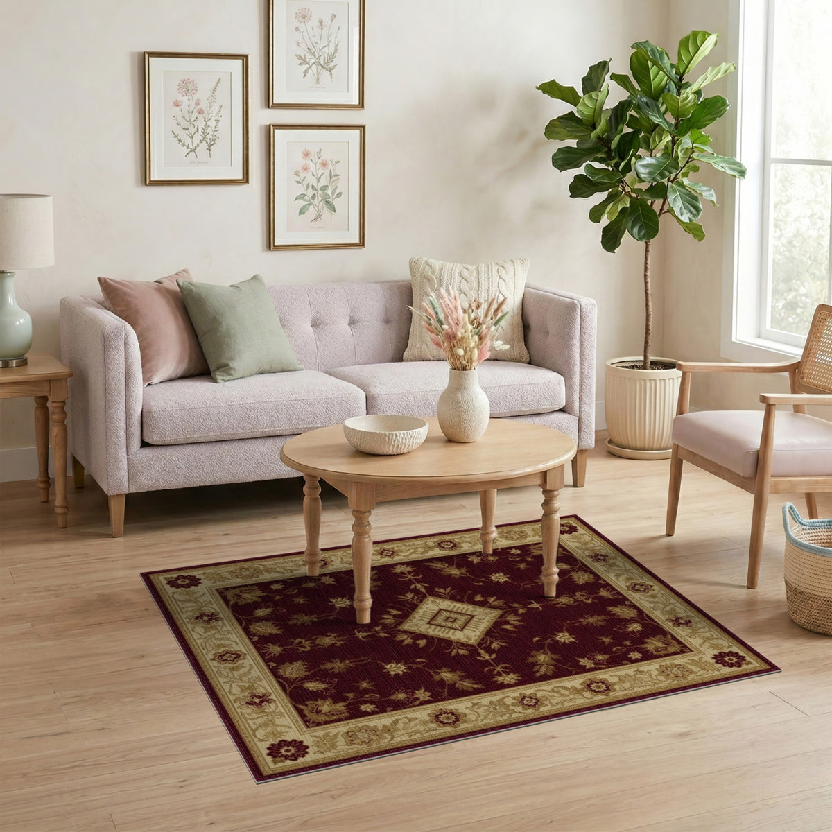 Red Persian Floral Medallion No. 40 Area Rug