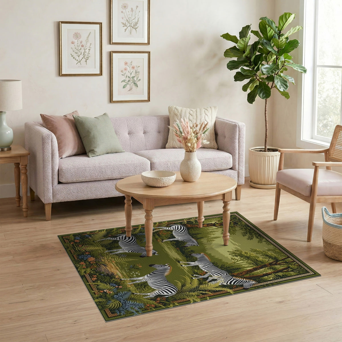 Green Zebra Forest Area Rug