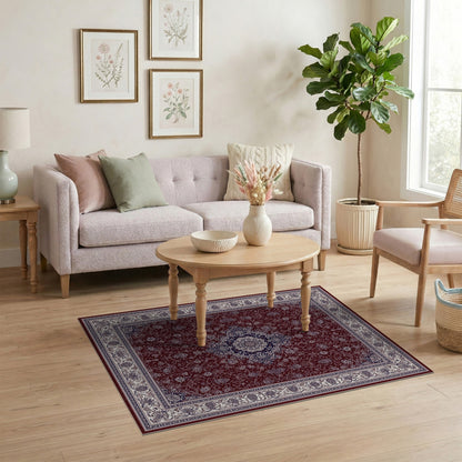 Red Traditional Persian Red Floral Medallion Traditional Persian Area Rug