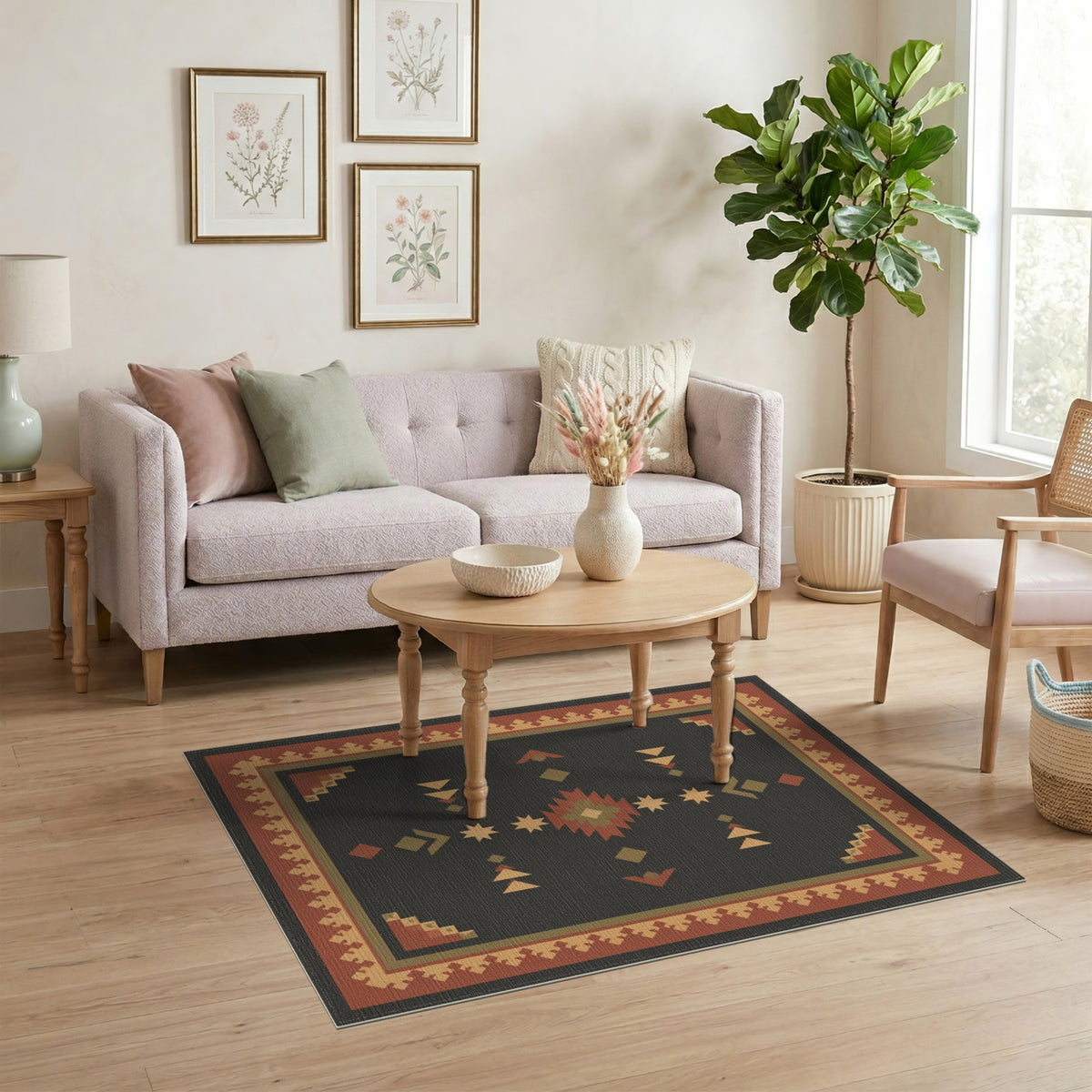 Southwestern Geometric Brown and Tan Area Rug