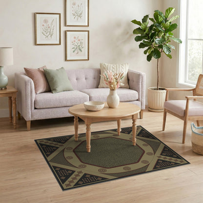 Beige Octagon Medallion Area Rug